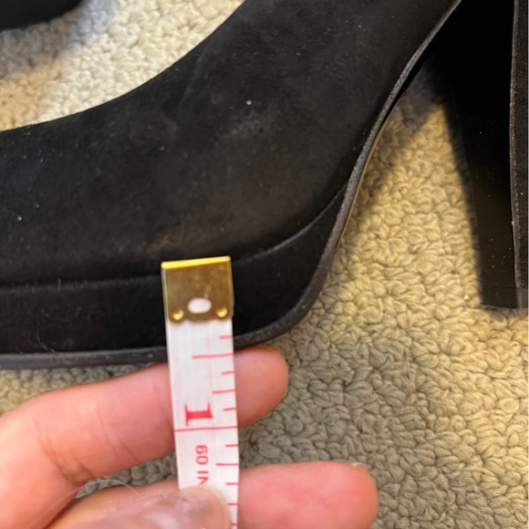 Miu Miu Black Suede Pump Round Almond Toe Block Heels Leather Italy cLassic Shoe - Picture 5 of 12